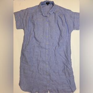 J Crew Baird McNutt Women’s Irish Linen shirt dress Short Sleeve Blue size M